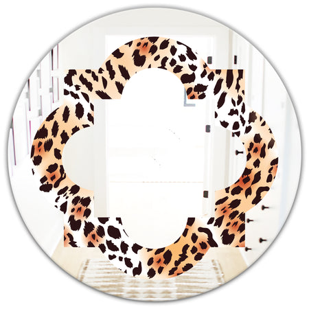 Leopard Fur Safari II - Modern Round or Oval Wall Mirror - Quatrefoil