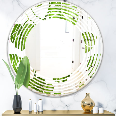 Tropical Palm Leaves II - Modern Round or Oval Wall Mirror - Wave