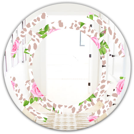 Leopard Fur Safari IV - Modern Round or Oval Wall Mirror - Space