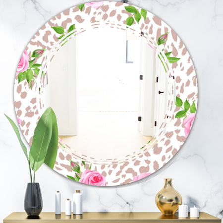 Leopard Fur Safari IV - Modern Round or Oval Wall Mirror - Triple C