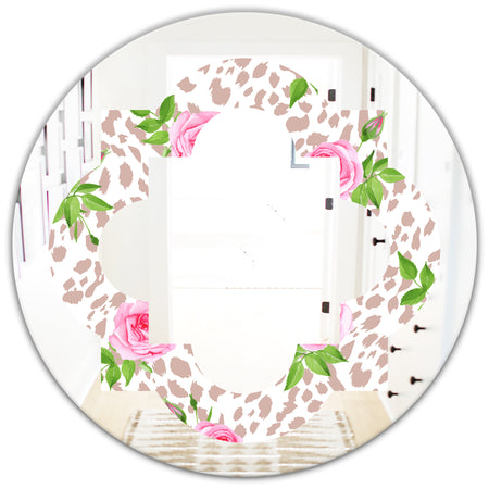 Leopard Fur Safari IV - Modern Round or Oval Wall Mirror - Quatrefoil
