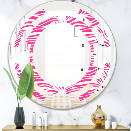 Glamour Zebra Animal Pattern - Modern Round or Oval Wall Mirror - Space