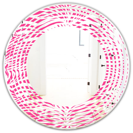 Glamour Zebra Animal Pattern - Modern Round or Oval Wall Mirror - Wave