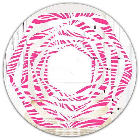 Glamour Zebra Animal Pattern - Modern Round or Oval Wall Mirror - Whirl