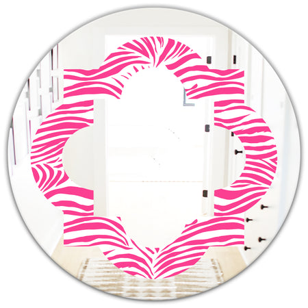 Glamour Zebra Animal Pattern - Modern Round or Oval Wall Mirror - Quatrefoil