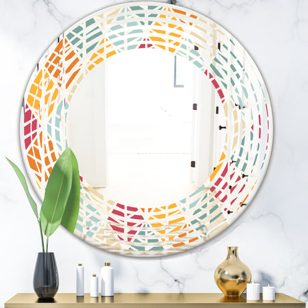 Diamond Retro X - Modern Round or Oval Wall Mirror - Wave
