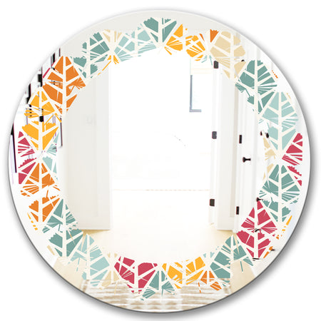 Diamond Retro X - Modern Round or Oval Wall Mirror - Leaves