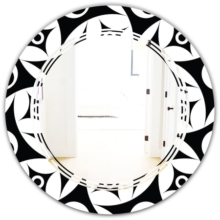 Monochrome Geometric Pattern VII - Modern Round or Oval Wall Mirror - Triple C