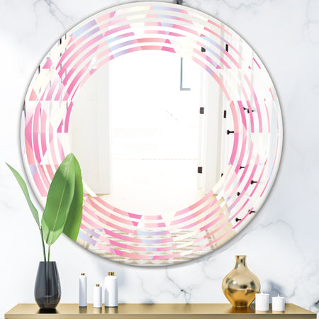 Diamond Retro VI - Modern Round or Oval Wall Mirror - Wave