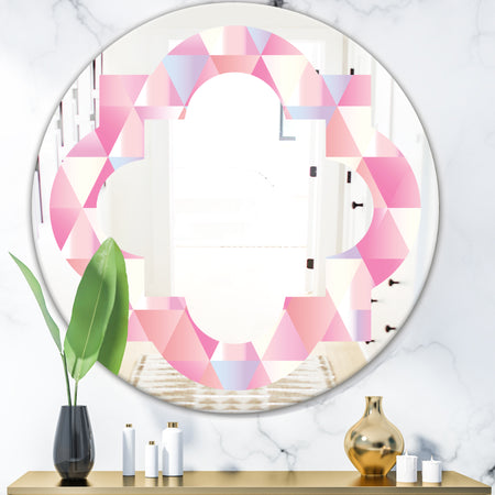 Diamond Retro VI - Modern Round or Oval Wall Mirror - Quatrefoil