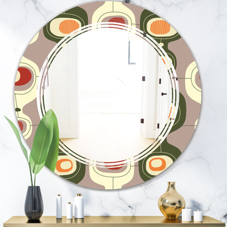 Retro Abstract Design X - Modern Round or Oval Wall Mirror - Triple C