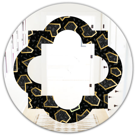 Gold Retro 80s - Modern Round or Oval Wall Mirror - Quatrefoil