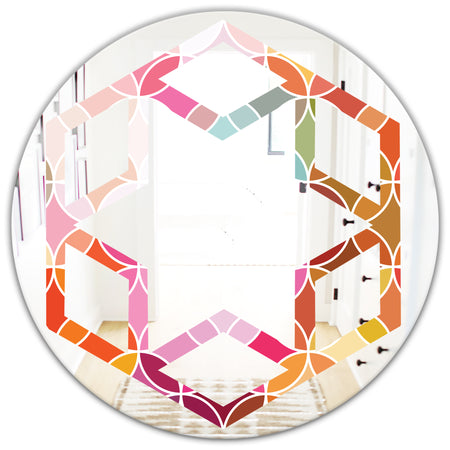 Geometrical Retro Design II - Modern Round or Oval Wall Mirror - Hexagon Star