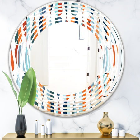 Retro Abstract Drops V - Modern Round or Oval Wall Mirror - Wave