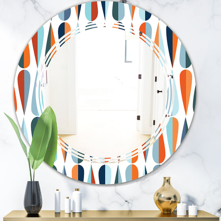 Retro Abstract Drops V - Modern Round or Oval Wall Mirror - Triple C