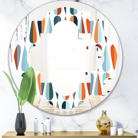 Retro Abstract Drops V - Modern Round or Oval Wall Mirror - Quatrefoil