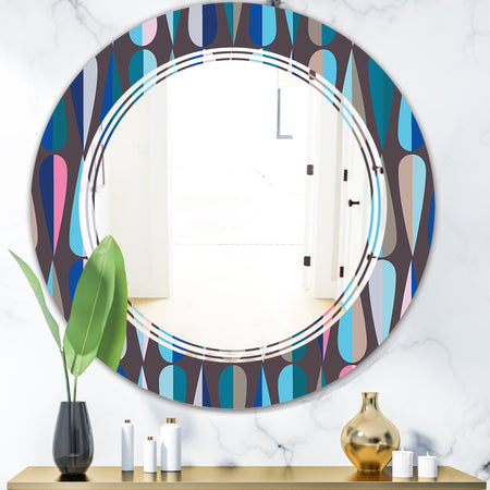 Retro Abstract Drops VIII - Modern Round or Oval Wall Mirror - Triple C