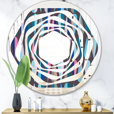 Retro Abstract Drops VIII - Modern Round or Oval Wall Mirror - Whirl