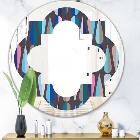Retro Abstract Drops VIII - Modern Round or Oval Wall Mirror - Quatrefoil