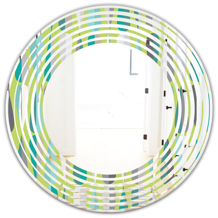 Retro Abstract Drops VI - Modern Round or Oval Wall Mirror - Wave