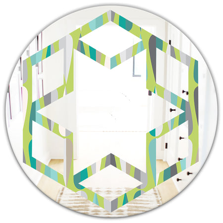 Retro Abstract Drops VI - Modern Round or Oval Wall Mirror - Hexagon Star