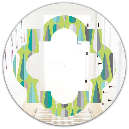 Retro Abstract Drops VI - Modern Round or Oval Wall Mirror - Quatrefoil
