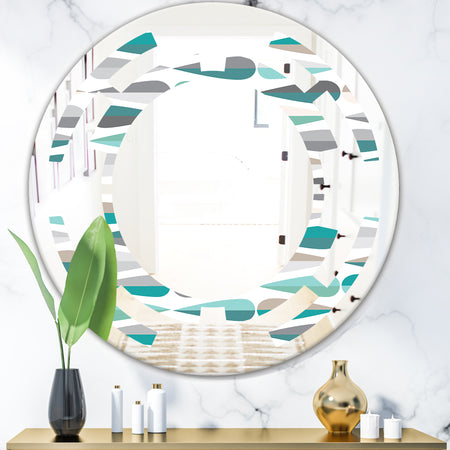 Retro Abstract Drops III - Modern Round or Oval Wall Mirror - Space