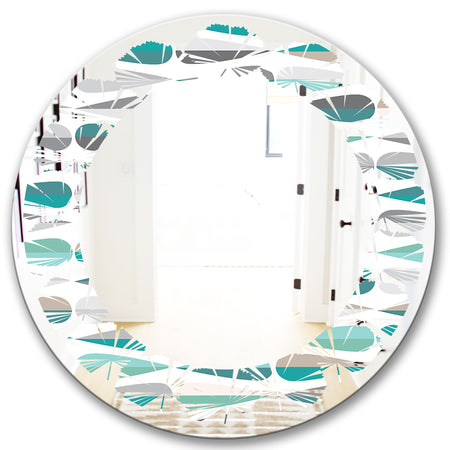 Retro Abstract Drops III - Modern Round or Oval Wall Mirror - Leaves