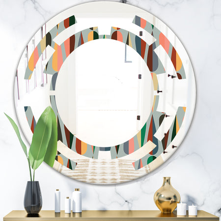 Retro Abstract Drops IX - Modern Round or Oval Wall Mirror - Space