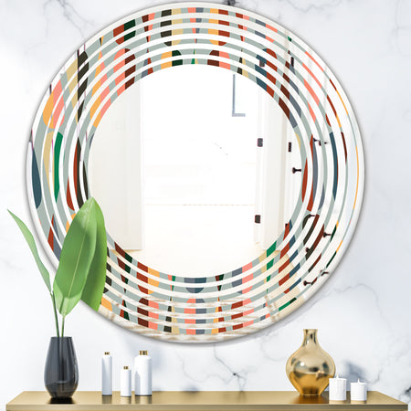 Retro Abstract Drops IX - Modern Round or Oval Wall Mirror - Wave