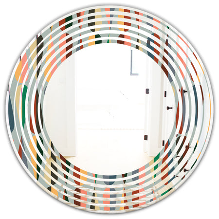 Retro Abstract Drops IX - Modern Round or Oval Wall Mirror - Wave