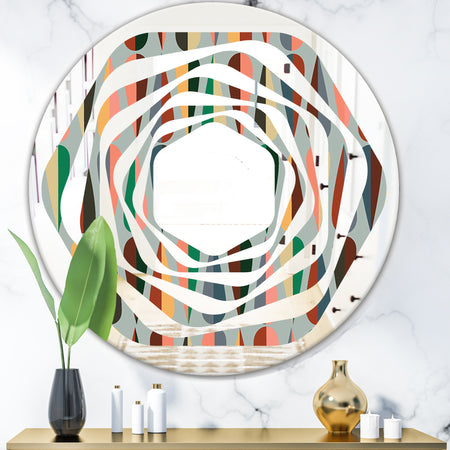 Retro Abstract Drops IX - Modern Round or Oval Wall Mirror - Whirl