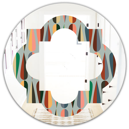 Retro Abstract Drops IX - Modern Round or Oval Wall Mirror - Quatrefoil