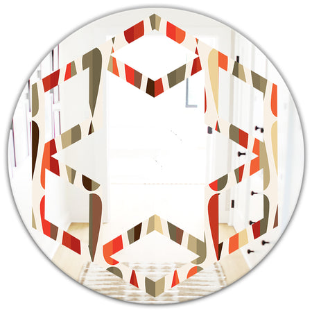 Retro Abstract Drops IV - Modern Round or Oval Wall Mirror - Hexagon Star