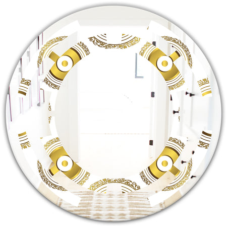 Circular Golden Pattern I - Modern Round or Oval Wall Mirror - Space