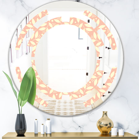 Retro Floral Pattern V - Modern Round or Oval Wall Mirror - Space