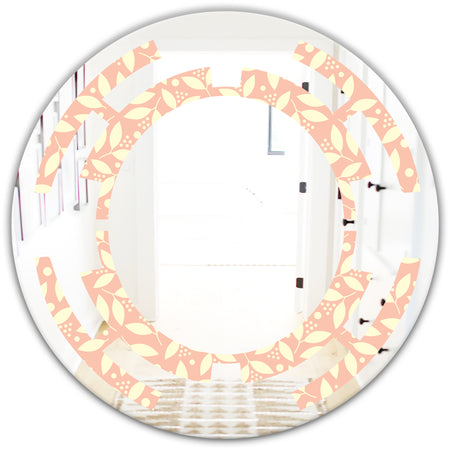 Retro Floral Pattern V - Modern Round or Oval Wall Mirror - Space
