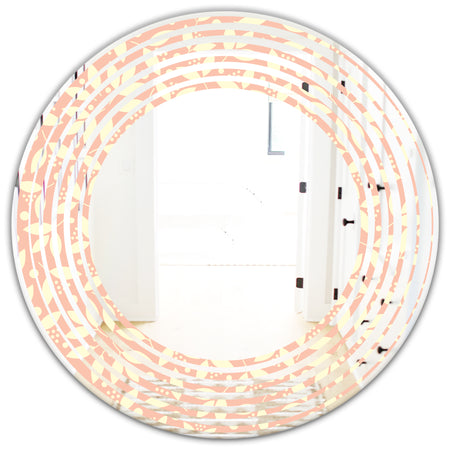 Retro Floral Pattern V - Modern Round or Oval Wall Mirror - Wave