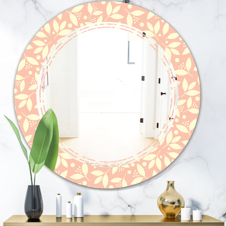 Retro Floral Pattern V - Modern Round or Oval Wall Mirror - Triple C