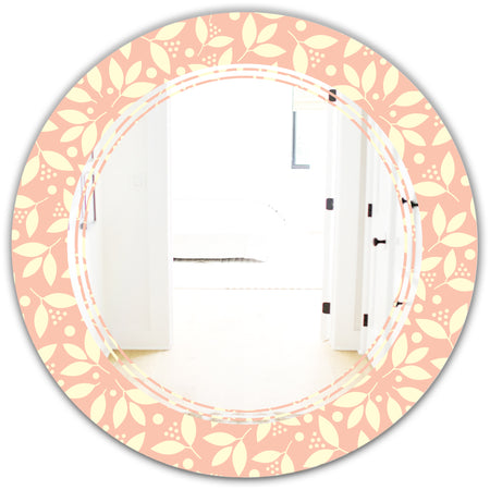 Retro Floral Pattern V - Modern Round or Oval Wall Mirror - Triple C