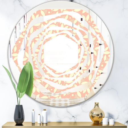 Retro Floral Pattern V - Modern Round or Oval Wall Mirror - Whirl