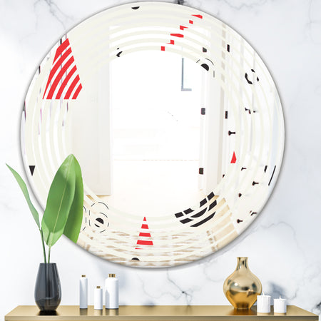 Triangular Retro Design III - Modern Round or Oval Wall Mirror - Wave