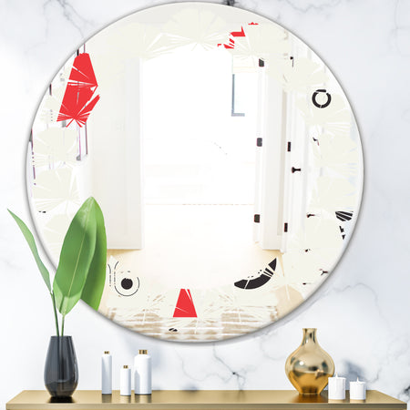 Triangular Retro Design III - Modern Round or Oval Wall Mirror - Leaves
