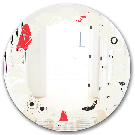 Triangular Retro Design III - Modern Round or Oval Wall Mirror - Leaves