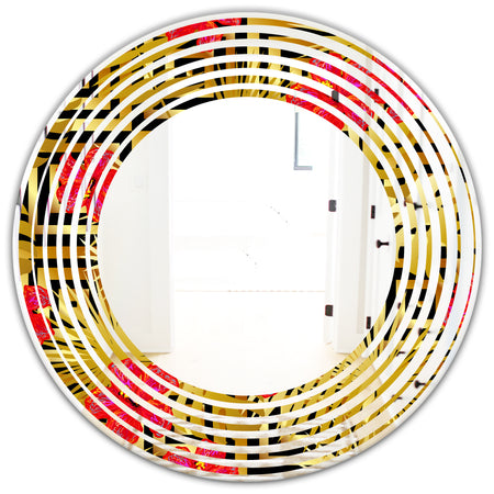 Tropical Gold Luxury Pattern I - Modern Round or Oval Wall Mirror - Wave