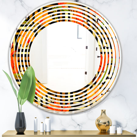 Tropical Gold Luxury Pattern III - Modern Round or Oval Wall Mirror - Wave