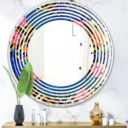 Abstract Retro Design IV - Modern Round or Oval Wall Mirror - Wave