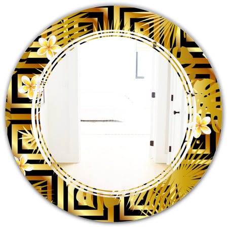 Modern gold luxury pattern - Modern Round or Oval Wall Mirror - Triple C