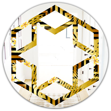 Modern gold luxury pattern - Modern Round or Oval Wall Mirror - Hexagon Star