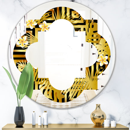 Modern gold luxury pattern - Modern Round or Oval Wall Mirror - Quatrefoil